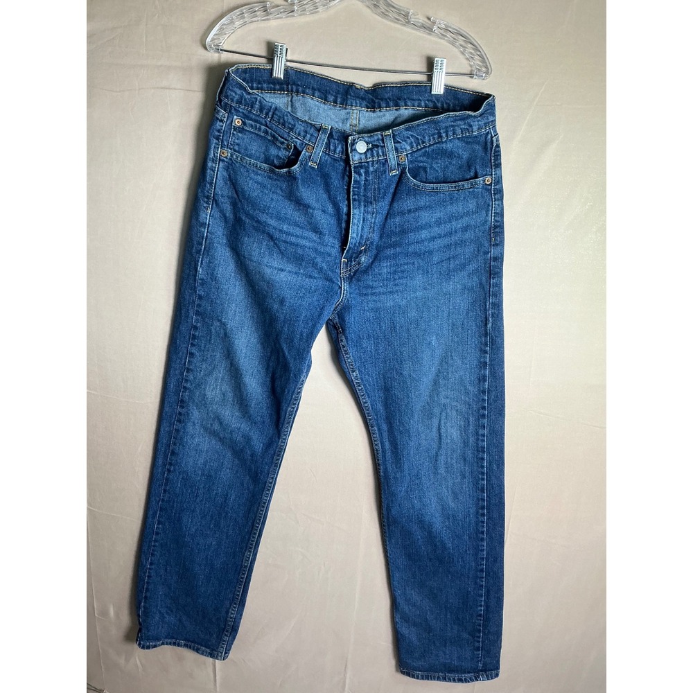 Levis 505 Mens Regular Fit Straight Leg Jeans Medium Wash Blue 34x32 - Picture 1 of 10